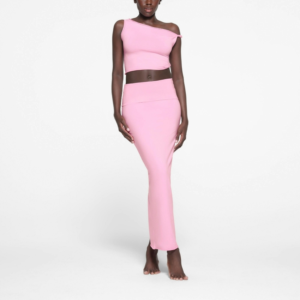 2. NEW SKIMS COTTON JERSEY FOLDOVER SKIRT IN COTTON CANDY